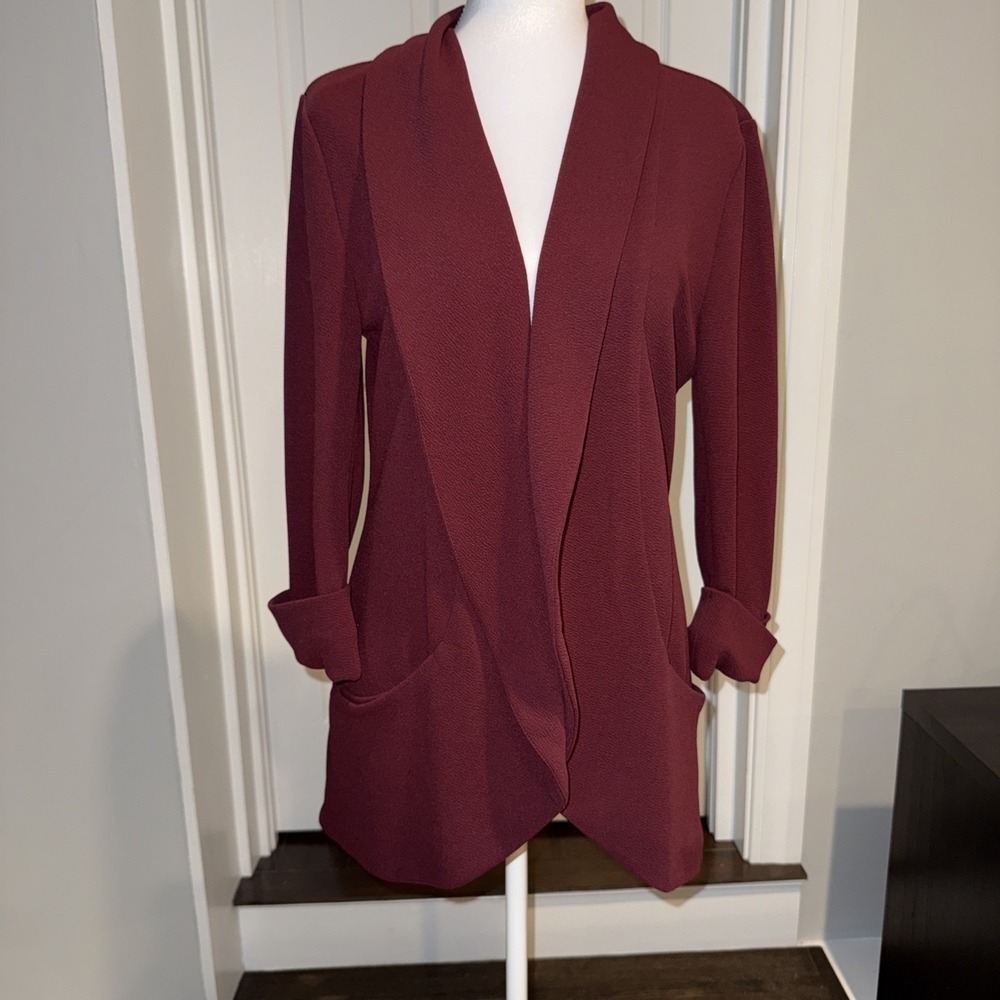 French Mauve Womens  Open Front Blazer Medium Burgundy Maroon New NWT Stitch Fix